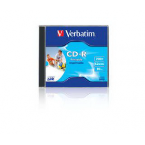 Диск однократной записи VERBATIM CD-R80 52x 700 Мб slim box 10шт.