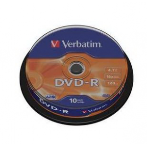 Диск однократной записи VERBATIM DVD-R 16x 4.7Gb 10шт cake box