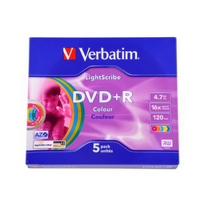 Диск однократной записи VERBATIM DVD+R 16x 4,7Gb Color Slim (5 шт)