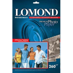 Бумага Lomond A4 260 г/м2 20л., суперглянцевая односторонняя