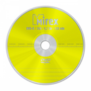 Диск однократной записи MIREX DVD-R 16x, 4.7 Gb, (25шт) Cake box 