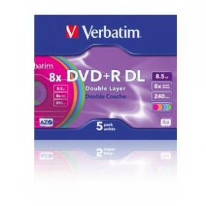    VERBATIM DVD+R 8x 8,5Gb Color, Slim Case (43682)