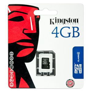   microSDHC 4Gb Kingston class 4 SDC4/4GBSP 