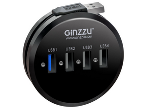 Контроллер HUB GR-314UB Ginzzu USB 3.0/2.0, 4 port (1xUSB3.0+3xUSB2.0)