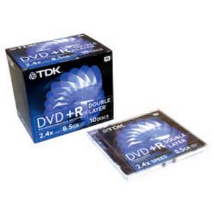 Диск однократной записи TDK DVD+R 8x 8.5Gb Jewel Case 5шт.