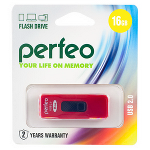 Флешка USB2.0 16Gb Perfeo S04 Red PF-S04R016