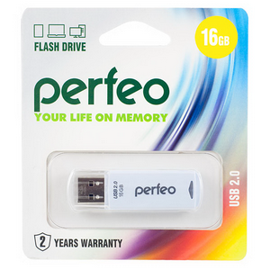 Флешка USB2.0 16GB Perfeo C06 White PF-C06W016