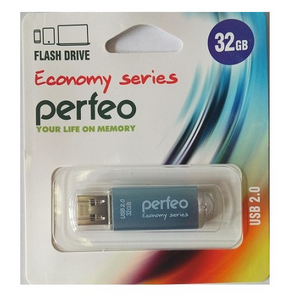 Флешка USB2.0 32Gb Perfeo E01 Silver PF-E01S032ES
